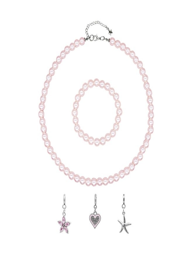 JSEA 8mm Faux Pearl Necklace Elastic Bracelet Jewelry Set Beige White Pink Fake Pearl Jewelry - Image 1