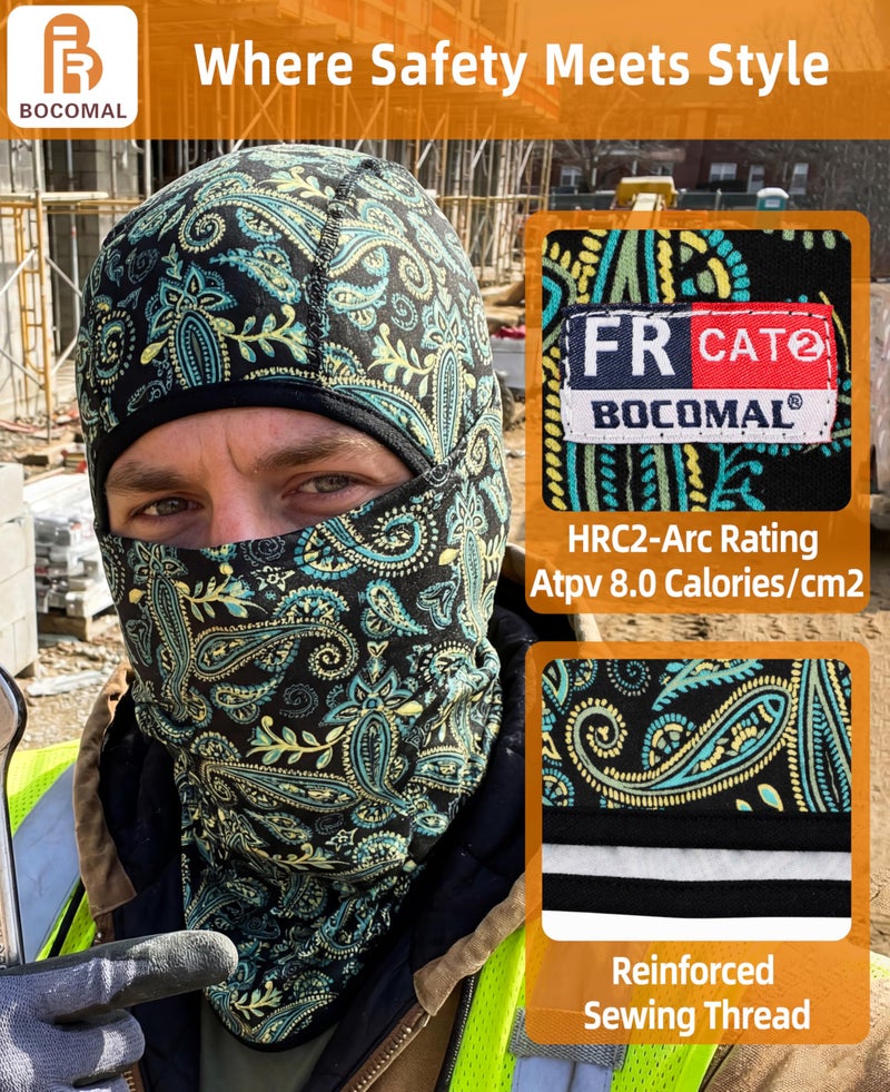BOCOMAL FR Face Mask Flame Resistant Balaclava 5.5oz Lightweight Arc Rated Helmet Liner Covering Hood for Welding - Image 4
