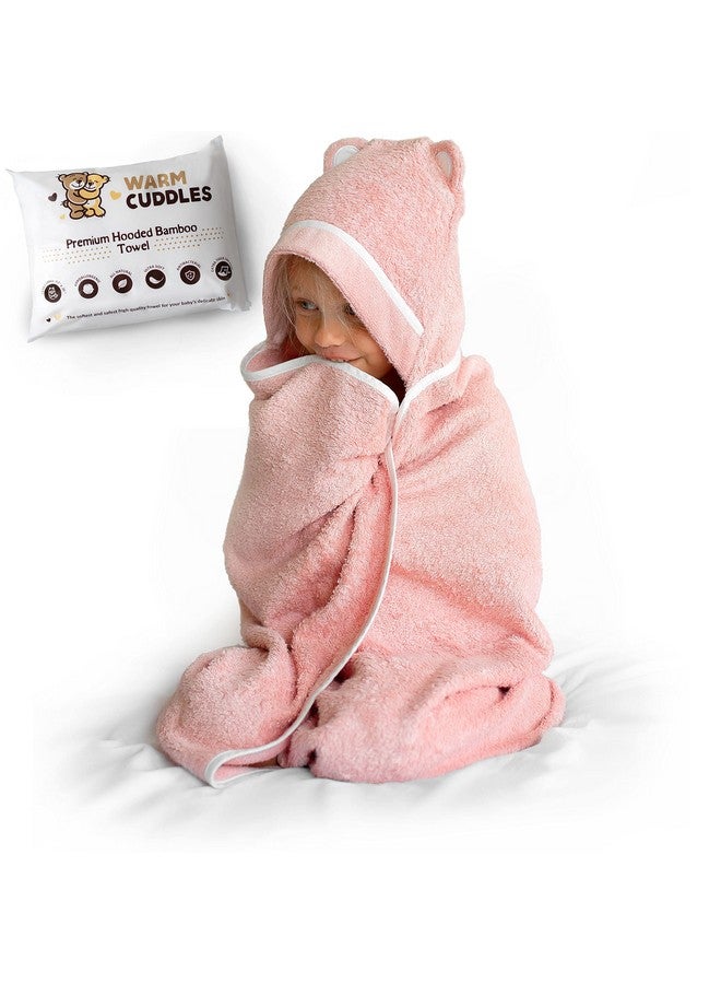 Warm Cuddles منشفة أطفال مميزة مع غطاء | منشفة استحمام للأطفال مصنوعة من الرايون من الخيزران | منشفة كبيرة مع غطاء للأطفال | منشفة أطفال للبنات والأولاد (وردي) - Image 1