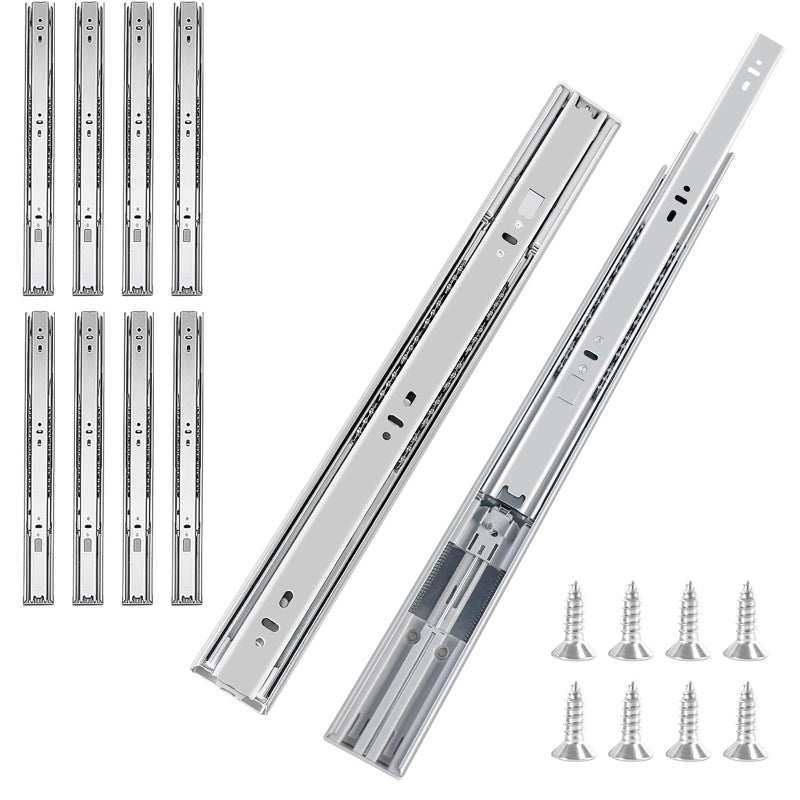 FCOUMY 14 Inch Soft Close Drawer Slides 4 Pairs Ball Bearing Full Extension Cabinet Drawer Slides 3 Fold, Side Mount, 100 Lb Capacity Heavy Duty Drawer Slide 14"" - Image 1