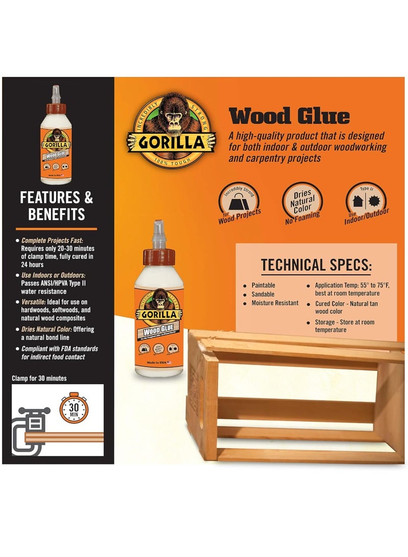 Gorilla Gorilla Wood Glue, 8 Ounce aBottle, (Pack of 1)  - Image 3
