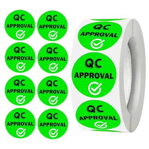 SMARSTICKER 1 inch QC Approval Labels Green Inventory Quality Control Stickers for Warehouse Quality Control Check Tested Pass 1000pcs - Image 1