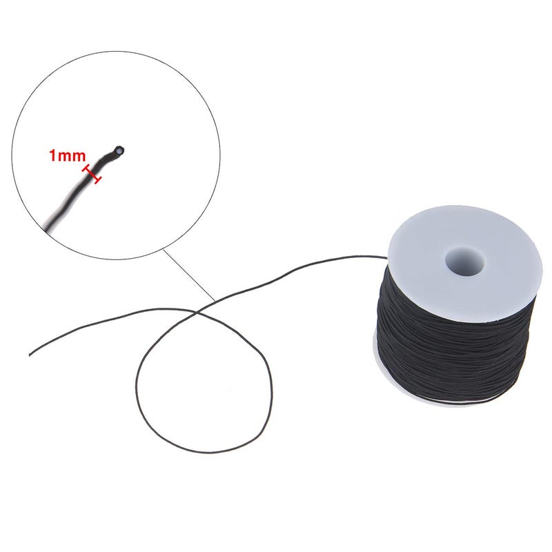 CCINEE 1mm Black Elastic Cord Beading Thread Stretch String for Bracelet Making - Image 2