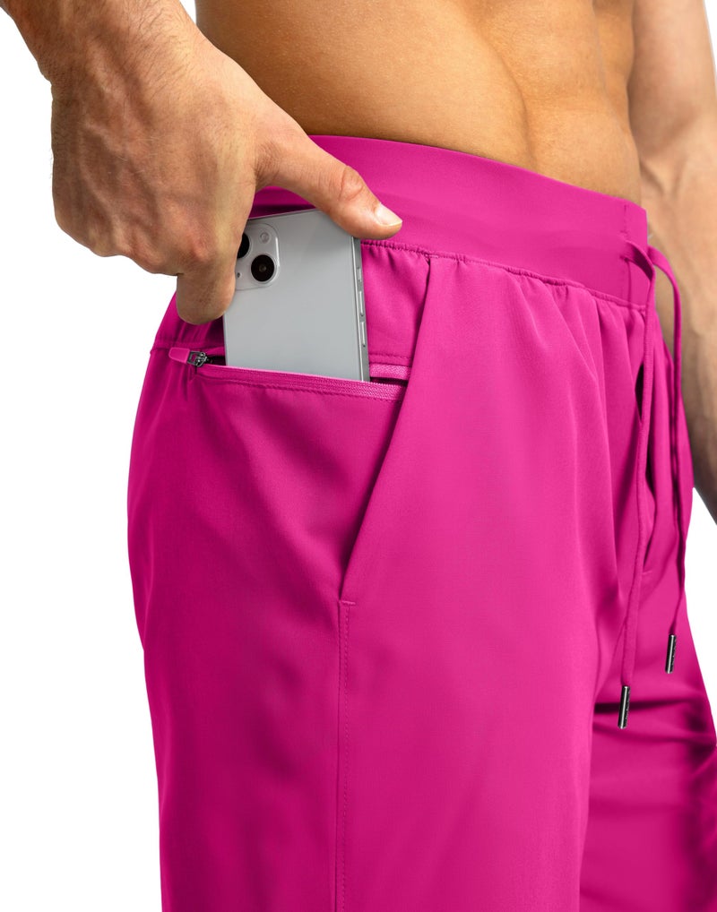 Soothfeel Men's Running Shorts with Zipper Pockets 9"/ 7"/ 5" Lightweight Quick Dry Basketball Gym Workout Athletic Shorts for Men (Hot Pink, L) - Image 5