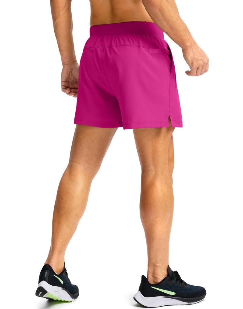 Soothfeel Men's Running Shorts with Zipper Pockets 9"/ 7"/ 5" Lightweight Quick Dry Basketball Gym Workout Athletic Shorts for Men (Hot Pink, L) - Image 4