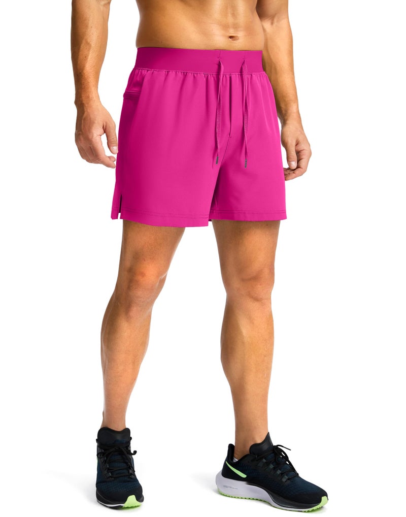 Soothfeel Men's Running Shorts with Zipper Pockets 9"/ 7"/ 5" Lightweight Quick Dry Basketball Gym Workout Athletic Shorts for Men (Hot Pink, L) - Image 2