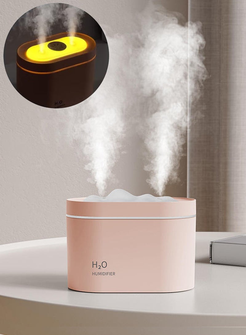 Humidifier,Portable Mini Humidifier,Diffusers– Double Spray Cold Mist Snow Mountain Design, USB Powered, Ultra-Quiet Personal Air Humidifier for Baby Room, Bedroom, Office, Travel & Desktop Use – Compact & Stylish for Home and On-the-Go(Pink)  - Image 1
