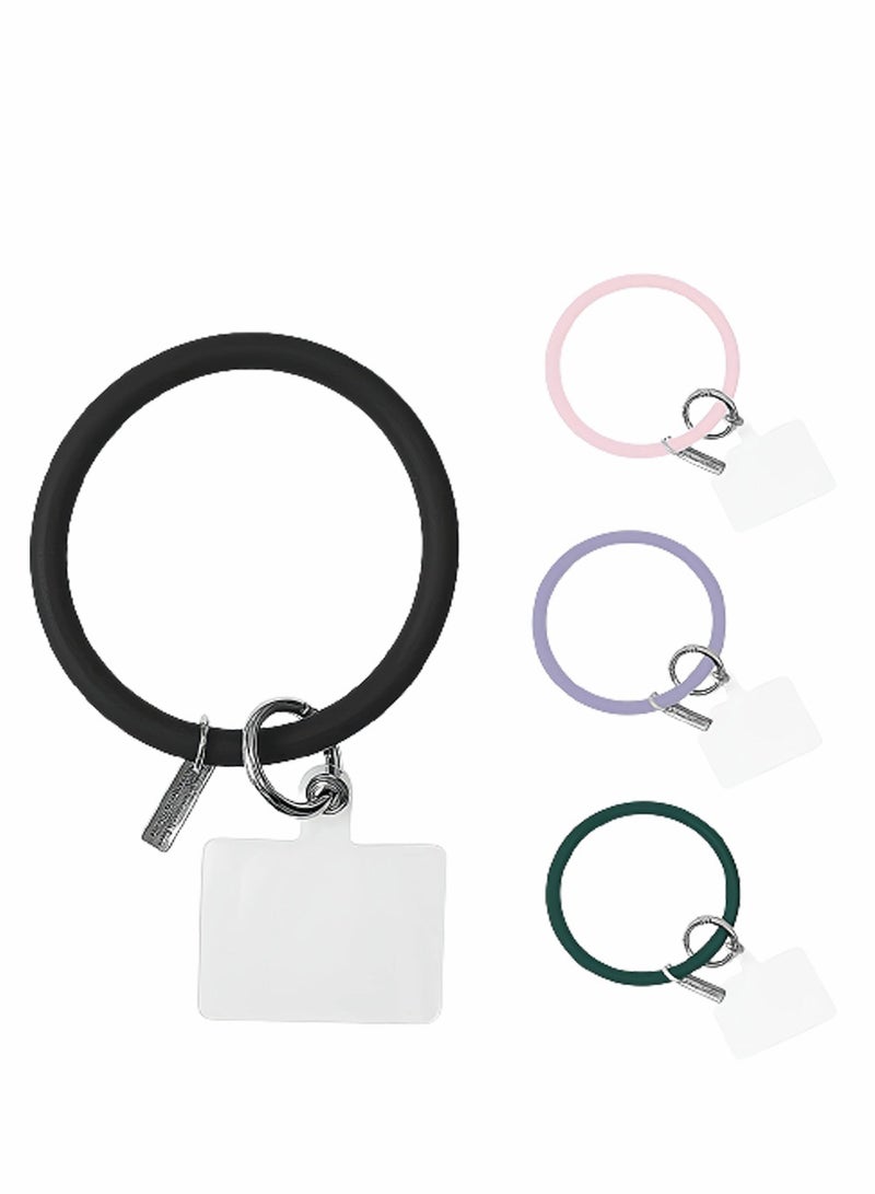 KASTWAVE Cell Phone Lanyard Tether, Universal Lanyard Replacement Patch Part, Durable PVC Connector with Metal Ring Compatible with Most Smartphones Case and All Lanyard, 4 Pack, Include Wrist Lanyard - Image 1