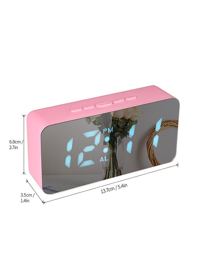 NIBEMINENT Digital Colorful LED Mirror Alarm Clock Pink  - Image 2