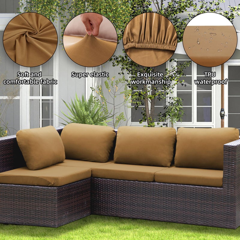 SUKAIKEQA Outdoor Cushion Covers Set,8PCS Waterproof Patio Furniture Couch Seat Slipcovers, Replacement for Sofa Sectional Chair(Coverï¼ŒOnly) - Image 4