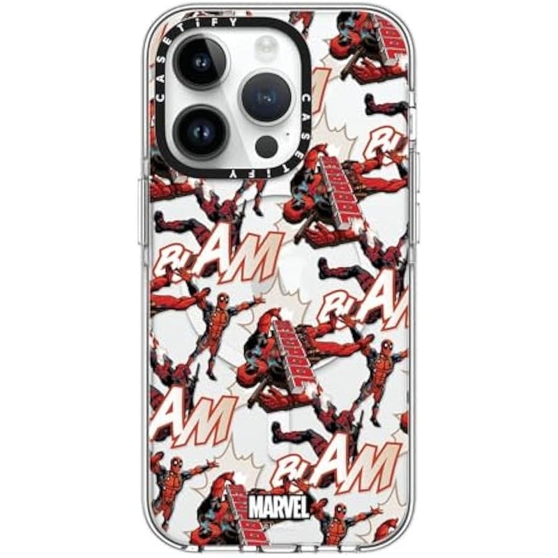 Casetify Clear iPhone 14 Pro Case 【Deadpool & Wolverine Co-Lab/Not Yellowing / 6.6ft Drop Protection/Magsafe】 - Deadpool Pattern Case - Clear - Image 1