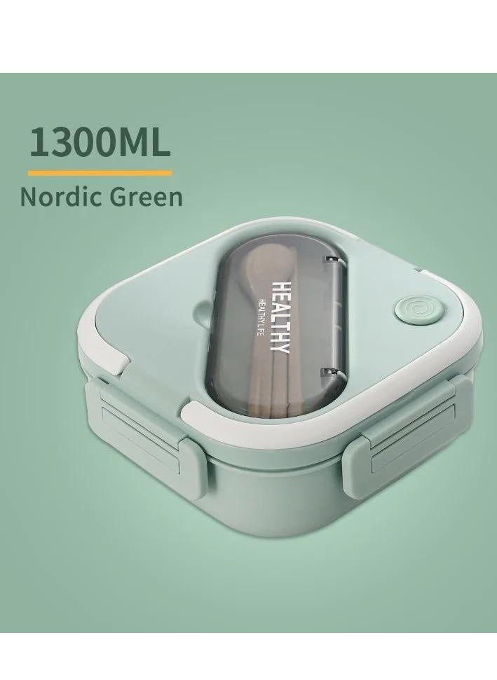 Generic - Healthy Lunch Box Container, 1300ml Capacity, Leak-Proof Design with spoon and fork - Image 1