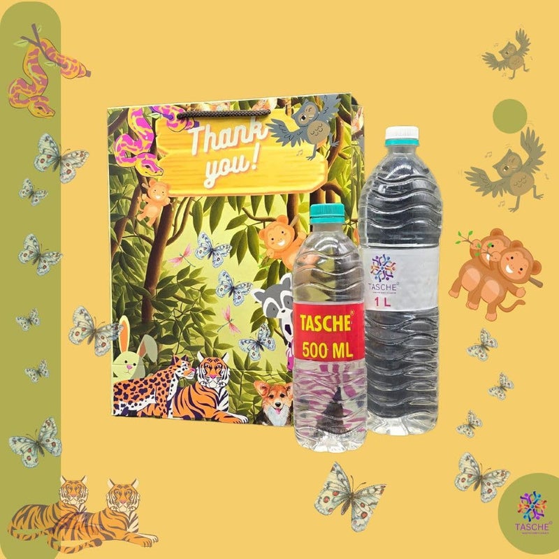 TASCHE Jungle Animal Design Thank You Theme Paper Gift Bags For Return Gifts|Birthday|Holiday Presents (Pack Of 8),Multi Color - Image 5