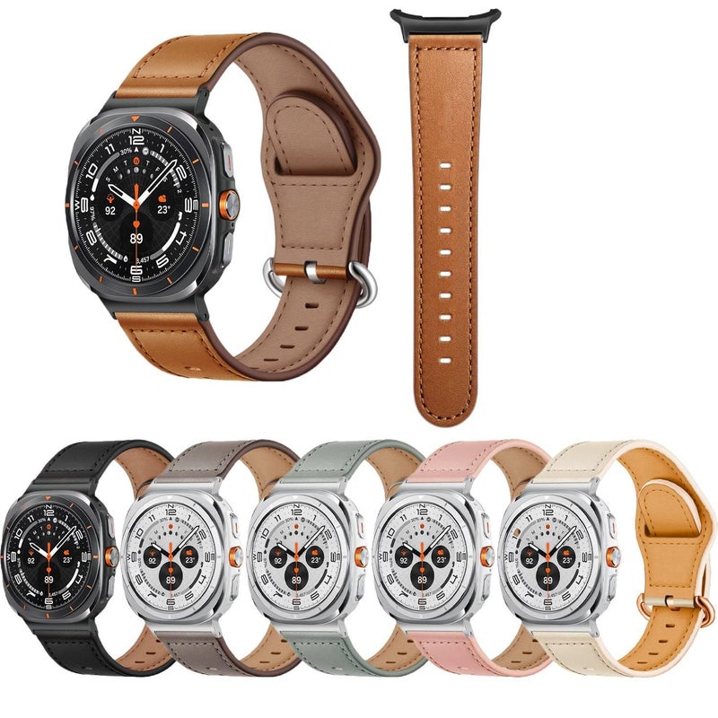 سوار ساعة ذكية سوار جلدي كلاسيكي متوافق مع Samsung Galaxy Watch 8 بملاءمة قابلة للتعديل وحزام بديل للاستخدام اليومي باللون أسود قابل للتعديل باللون الأسود - Image 2