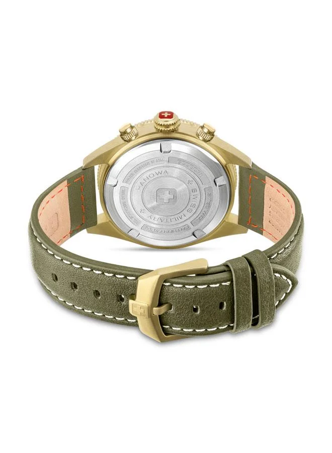 SWISS MILITARY HANOWA Greyhound Chrono 43mm Men's Watch with Olive Genuine Leather Strap