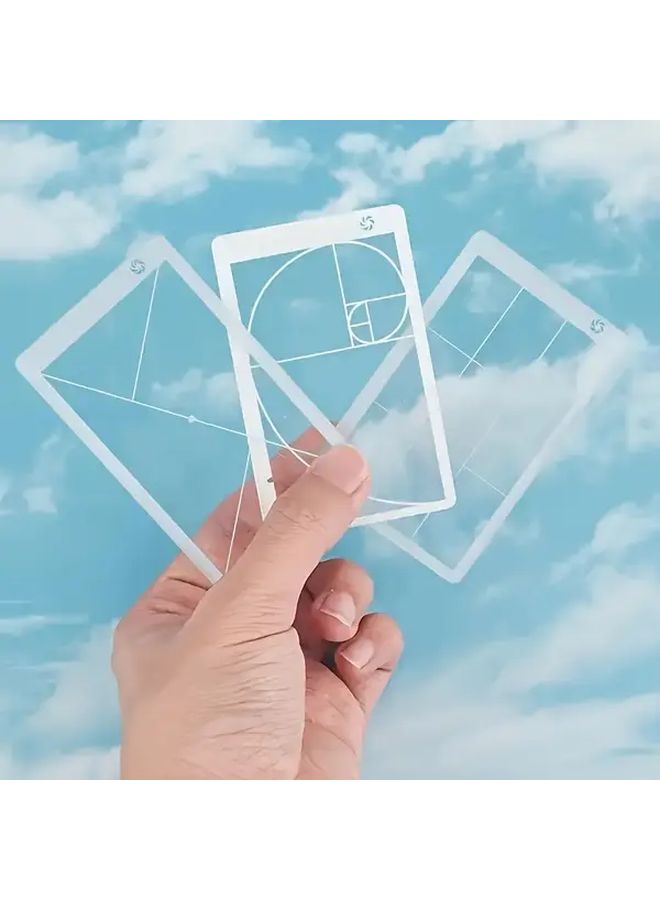 Ruler029 لون 3 قطع مجموعة مسطرة مثلثة و منقلة من الأكريليك بتصميم النسبة الذهبية - Image 2