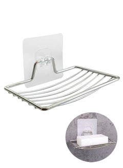Soap Dish Holder,No Drilling,Stainless Steel Bar Soap Dish,Wall Mounted Soap Holder for Shower, Bathroom & Kitchen, Silver