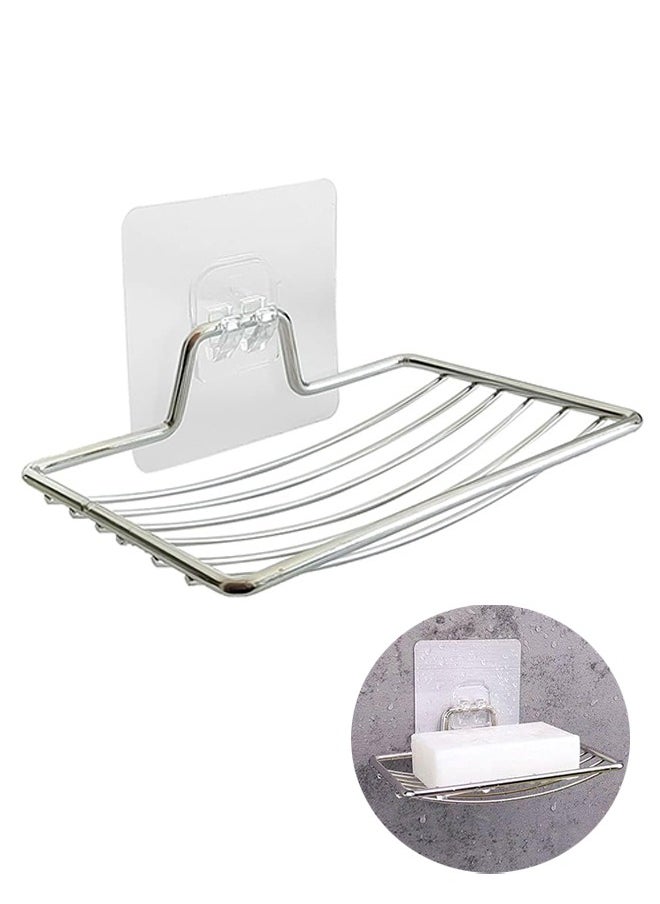 HY - Soap Dish Holder,No Drilling,Stainless Steel Bar Soap Dish,Wall Mounted Soap Holder for Shower, Bathroom & Kitchen, Silver - Image 1