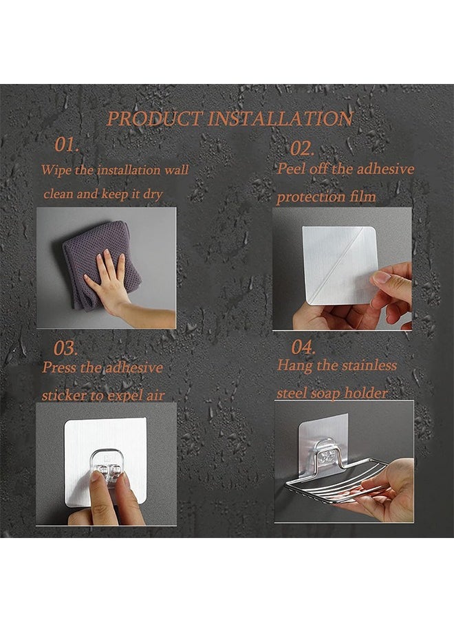 HY - Soap Dish Holder,No Drilling,Stainless Steel Bar Soap Dish,Wall Mounted Soap Holder for Shower, Bathroom & Kitchen, Silver - Image 1