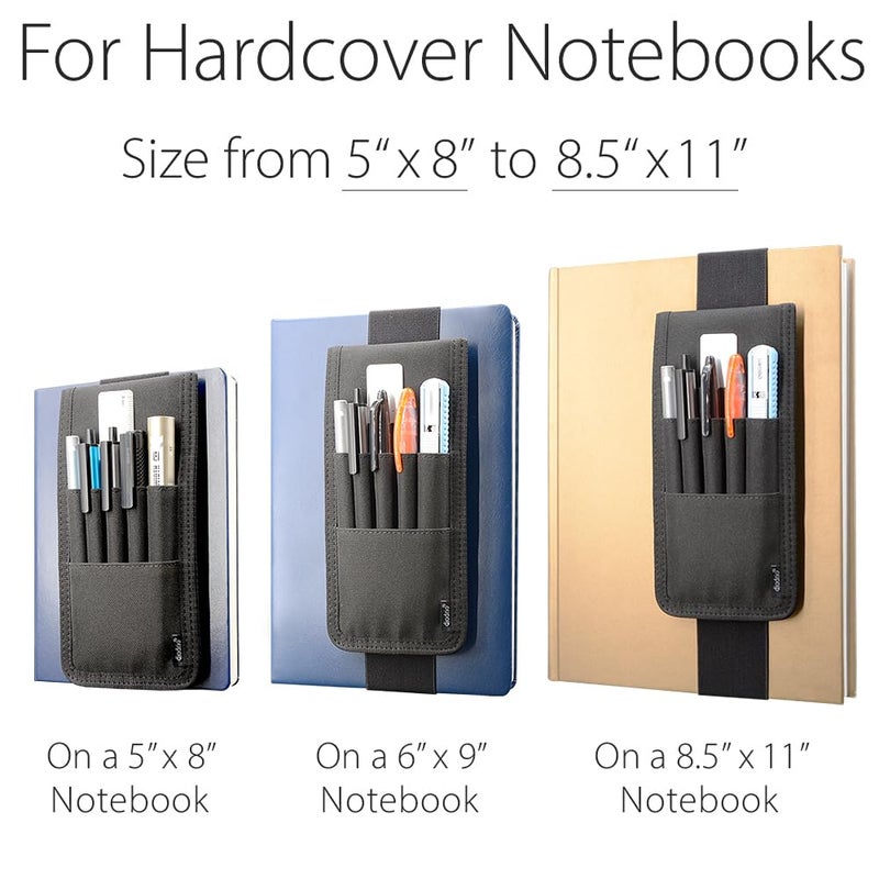diodrio Pen Holder, Pencil Holder, Pen Sleeve Case for Hard Cover Journals, Notebooks, Books, Binders, Hold Multi Pens Pencils Rulers Durable Fabrics, Detachable, Elastic Band. Black. - Image 4