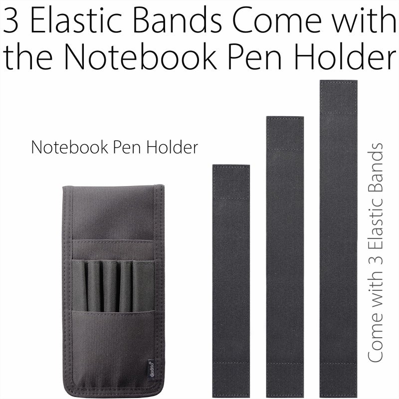 diodrio Pen Holder, Pencil Holder, Pen Sleeve Case for Hard Cover Journals, Notebooks, Books, Binders, Hold Multi Pens Pencils Rulers Durable Fabrics, Detachable, Elastic Band. Black. - Image 2