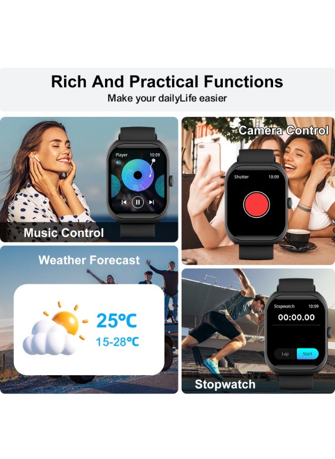 PEJE Smart Watches For Men,2.01" Curved Display,Bluetooth Calls,1ATM Waterproof,Monitors Spo2/Heart Rate/Sleep,123+ Sports Modes,Prayer Alerts & Arabic Support,350mah Battery,Ios/Android.