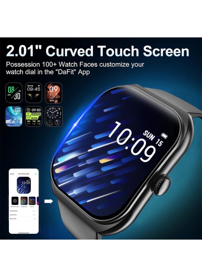 PEJE Smart Watches For Men,2.01" Curved Display,Bluetooth Calls,1ATM Waterproof,Monitors Spo2/Heart Rate/Sleep,123+ Sports Modes,Prayer Alerts & Arabic Support,350mah Battery,Ios/Android.