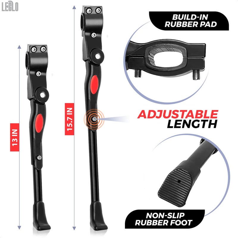 LEGLO Bike Kickstand For Mountain Bike - Adjustable Bicycle Accessories For Adult Bikes Side Stand Bicycle Kickstand Mountain Bike Side Kick - Diameter 22  27.5 28 Inch Aluminium Black Road Bike Kickstands - Image 2