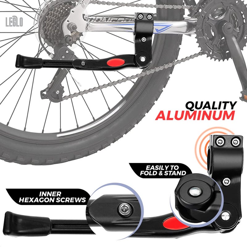 LEGLO Bike Kickstand For Mountain Bike - Adjustable Bicycle Accessories For Adult Bikes Side Stand Bicycle Kickstand Mountain Bike Side Kick - Diameter 22  27.5 28 Inch Aluminium Black Road Bike Kickstands - Image 3