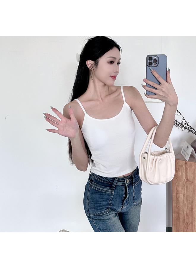 VUELO Korean Style Pure Suspender Vest With Chest Pad Slim-fit Inner Strapless Seamless Naked Outer Wear Base All-match Top For Women  - Image 2