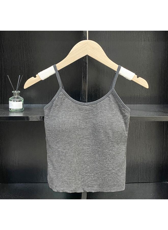VUELO Korean Style Pure Suspender Vest With Chest Pad Slim-fit Inner Strapless Seamless Naked Outer Wear Base All-match Top For Women  - Image 1