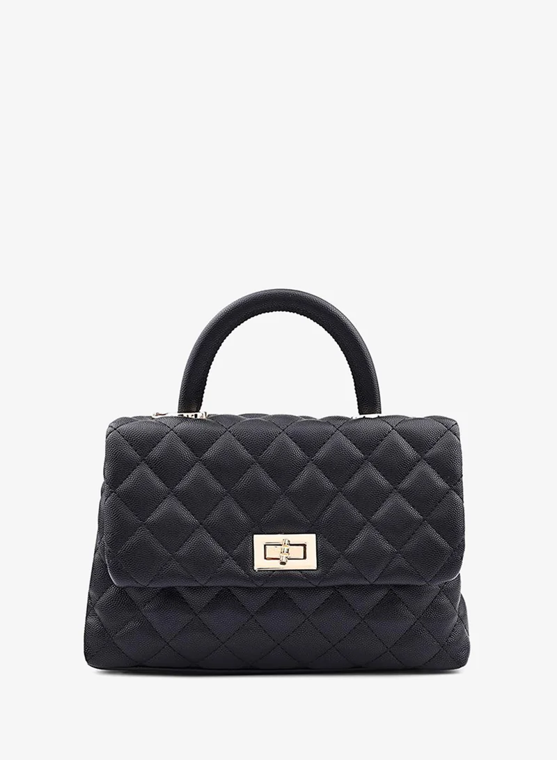 كابلي Women’s Quilted Top Handle Bag with Turn-Lock Closure
