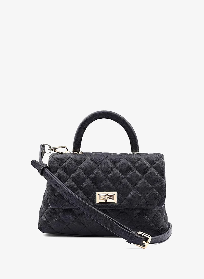 كابلي Women’s Quilted Top Handle Bag with Turn-Lock Closure