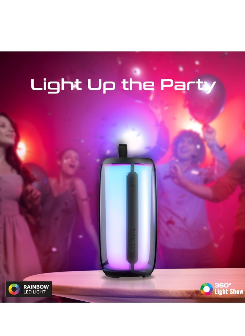 PROMATE - Promate Bluetooth Speaker, 8W True Wireless Portable HD Speaker with RGB Lights, Bluetooth v5.3, Long Playtime, Quick Music Navigation, Water-Resistance, USB Port and TF Card Slot for iPhone,LumiTower - Image 1