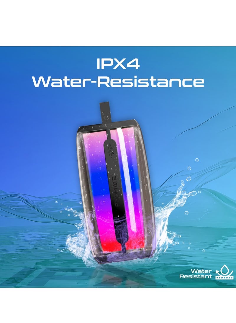 PROMATE - Promate Bluetooth Speaker, 8W True Wireless Portable HD Speaker with RGB Lights, Bluetooth v5.3, Long Playtime, Quick Music Navigation, Water-Resistance, USB Port and TF Card Slot for iPhone,LumiTower - Image 1