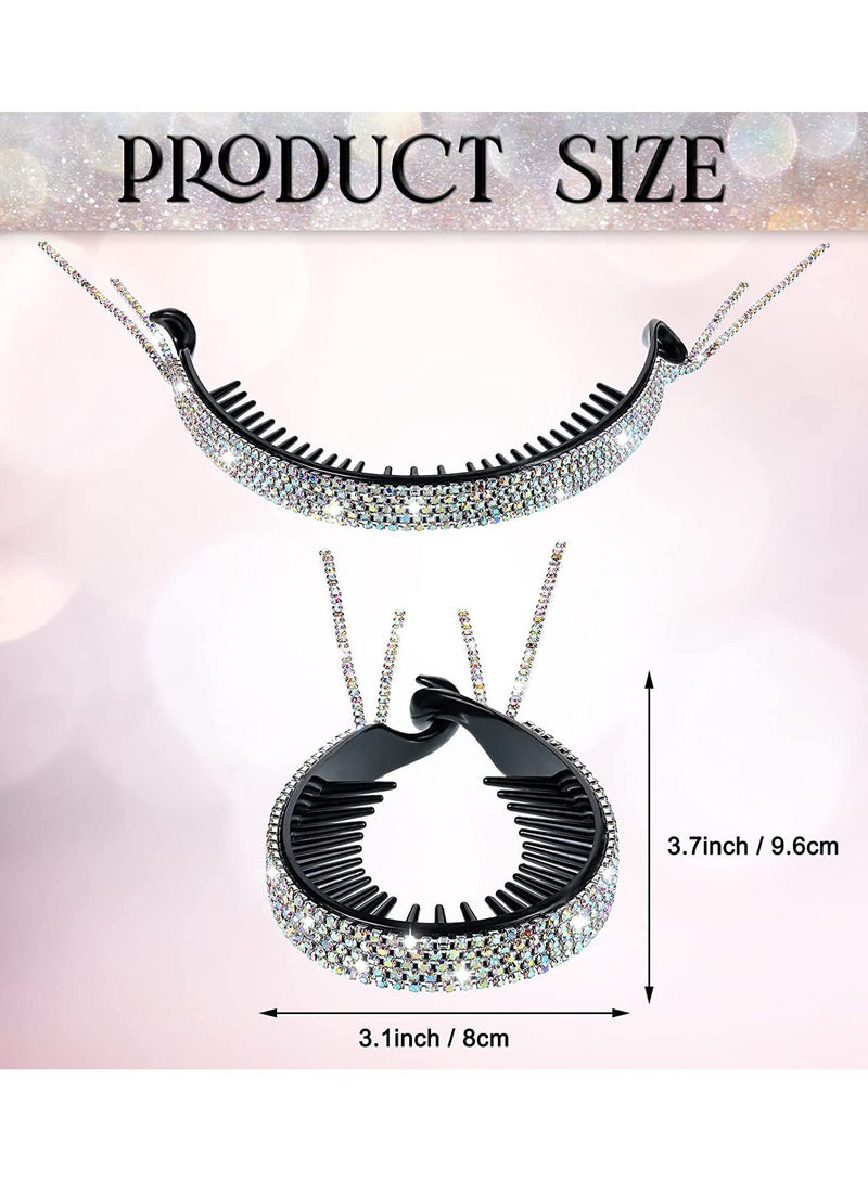 Generic 4-Piece Crystal Rhinestone Hair Bun Multicolour - Image 4