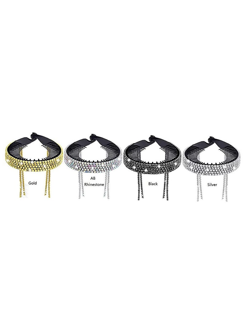 Generic 4-Piece Crystal Rhinestone Hair Bun Multicolour - Image 3