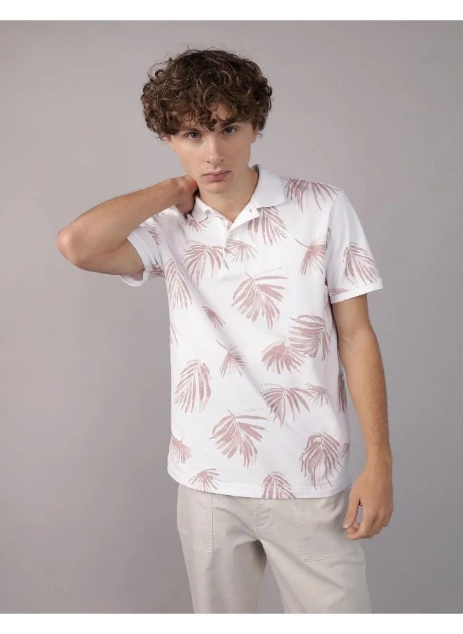 American Eagle AE Flex Pique Tropical Print Polo Shirt