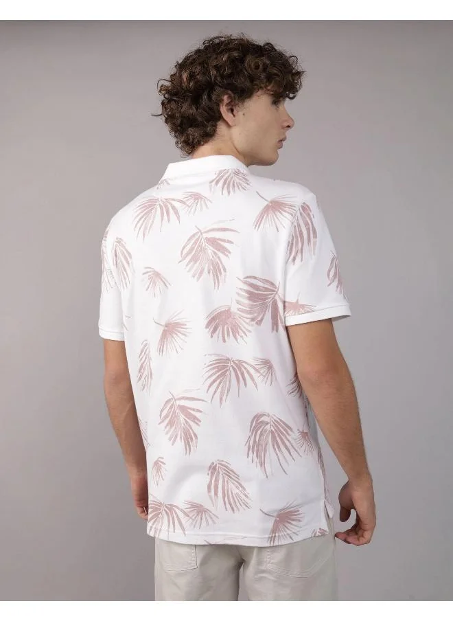 American Eagle AE Flex Pique Tropical Print Polo Shirt