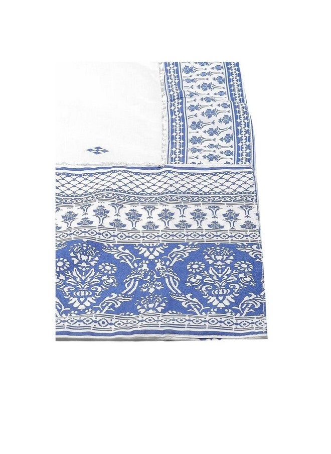 Biba - BIBA WOMEN PRINTED FITTED SALWAR KURTA DUPATTA(SKD7836_WHITE/BLUE_42) - Image 1