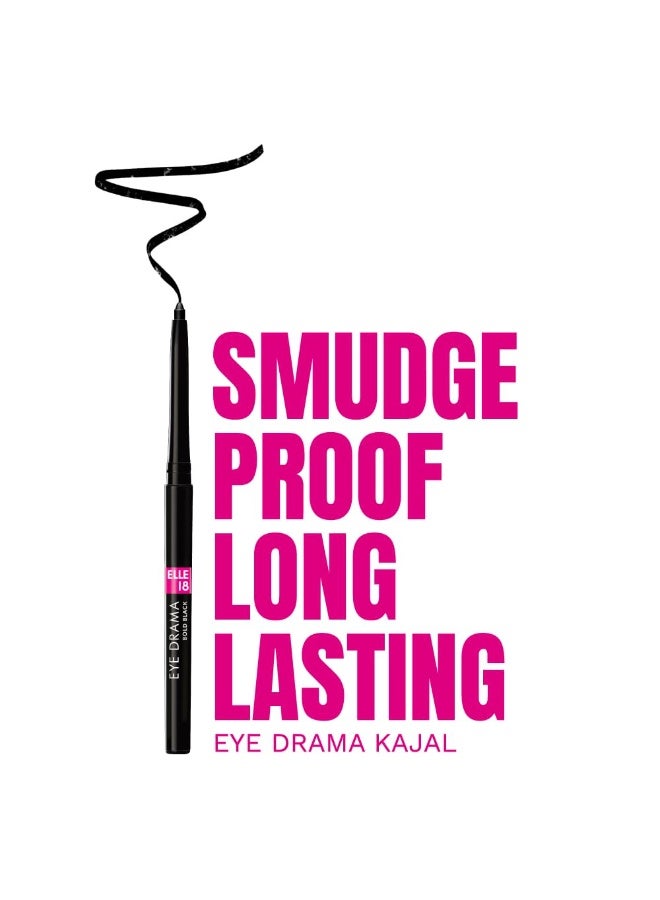 Elle 18 Eye Drama Kajal, Matte Finish, Super Black, Smudgeproof & Waterproof, 0.35 G - Image 2