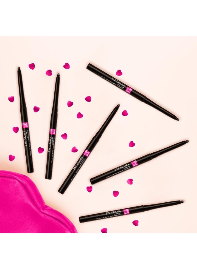 Elle 18 Eye Drama Kajal, Matte Finish, Super Black, Smudgeproof & Waterproof, 0.35 G - Image 3
