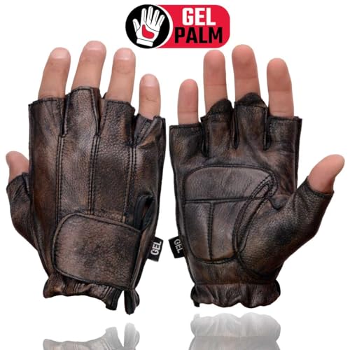 Milwaukee Leather MG7561 Men's Premium Brown Leather Gel Padded Palm Fingerless Motorcycle Hand Gloves - Large - Image 2