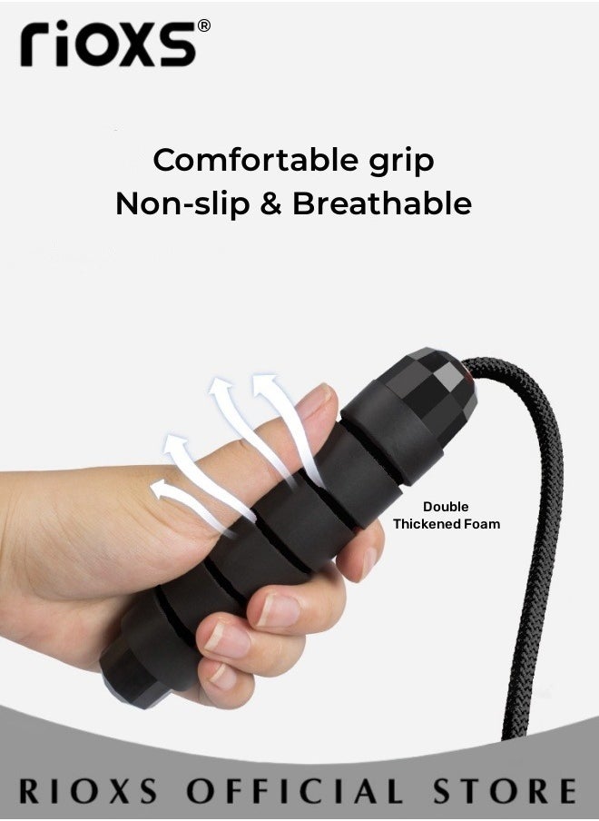 RIOXS Jump Rope Set for Workout with Storage Bag Adjustable Skip Rope for Adult and Kids Tangle-Free Cable with Ball Bearings and Pouch Jumping Rope for Exercise Workout  - Image 2