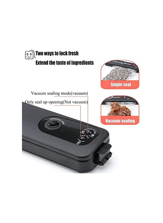 vesus Food Vacuum Sealer Machine,Vacuum Packing Machine,Heat Sealer,Black Food Vacuum Sealing Machine, Equipped With 10 Sealed Bags For Food Preservation.  - Image 4