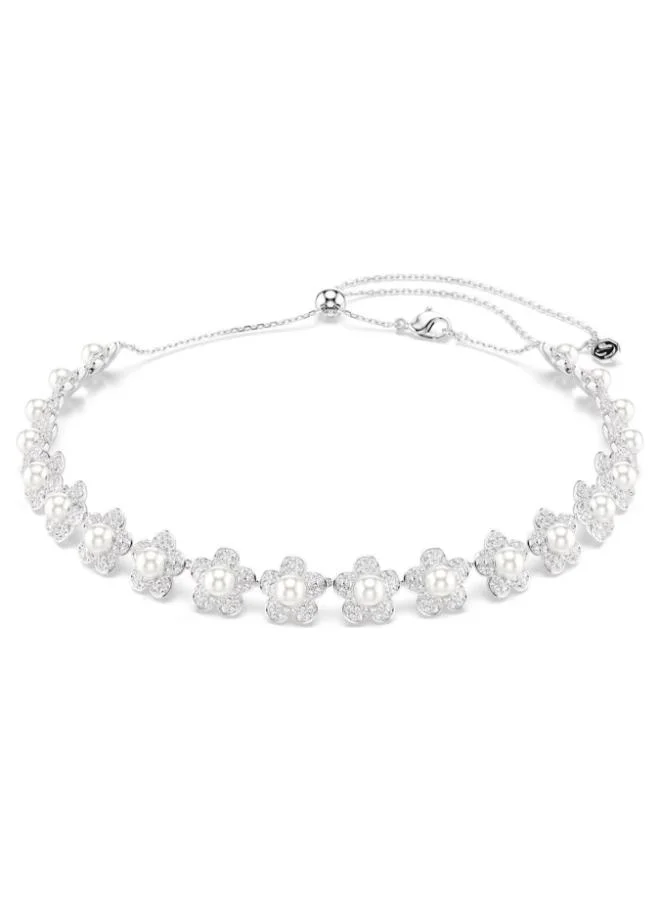 White Pearl Rhodium Plated Choker