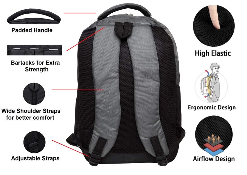 ADISA 32 Ltrs Water Resistant Casual Travel Bagpack/College Backpack/School Office Bag for Men and Women (grey) - Image 5