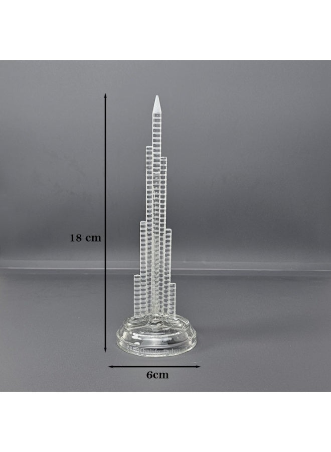 Souvenir Souq Crystal Glass Dubai Skyscrapers  Burj Khalifa  Decoration with color changing led light 18x6cm - Image 4