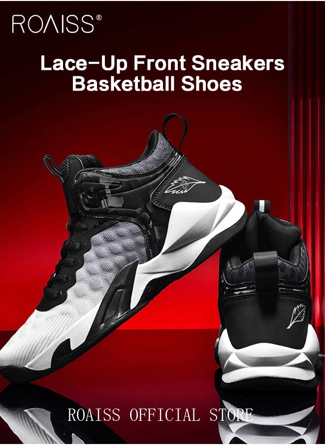 roaiss - Ombre Lace-up Front Basketball Shoes, Sporty Outdoor Sports Shoes Men's Sneakers Running Breathable Shoes - Image 1