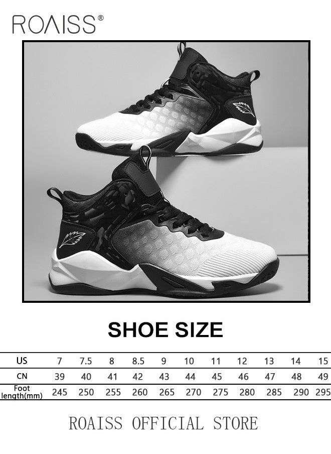 roaiss - Ombre Lace-up Front Basketball Shoes, Sporty Outdoor Sports Shoes Men's Sneakers Running Breathable Shoes - Image 1